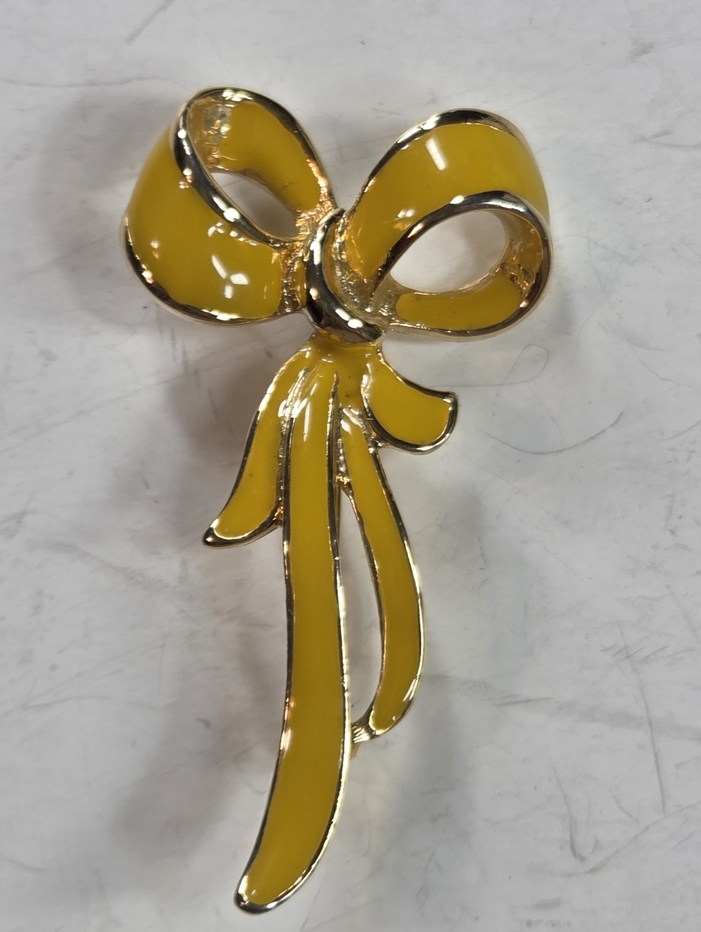 craft yellow enamel ribbon bow brooch pin welcome home military remembrance